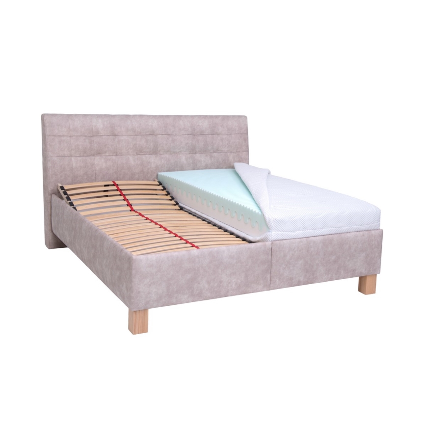 Polsterbett mit Stauraum ohne Matratze VIOLET 180x200 cm beige