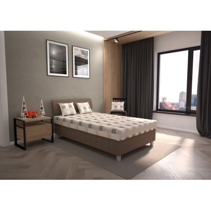 Polsterbett mit Stauraum und Matratze GEORGE 140x200 cm braun