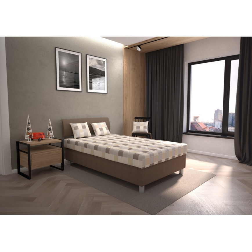 Polsterbett mit Stauraum und Matratze GEORGE 140x200 cm braun
