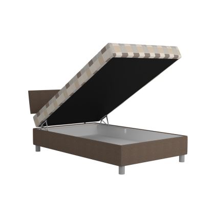 Polsterbett mit Stauraum und Matratze GEORGE 90x200 cm braun
