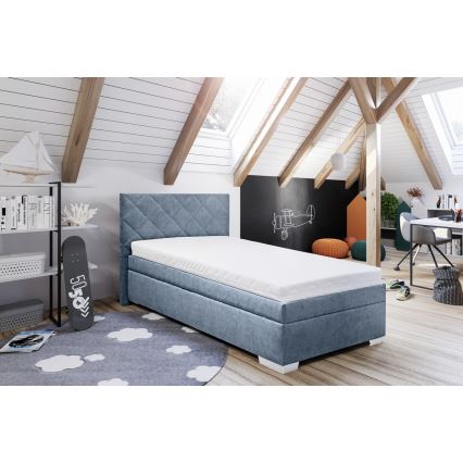 Polsterbett mit Stauraum und Matratze LANA 90x200 cm blau