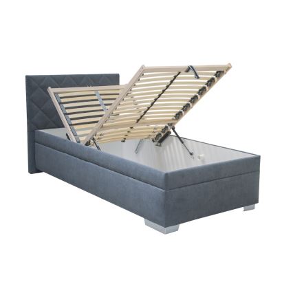 Polsterbett mit Stauraum und Matratze LANA 90x200 cm blau