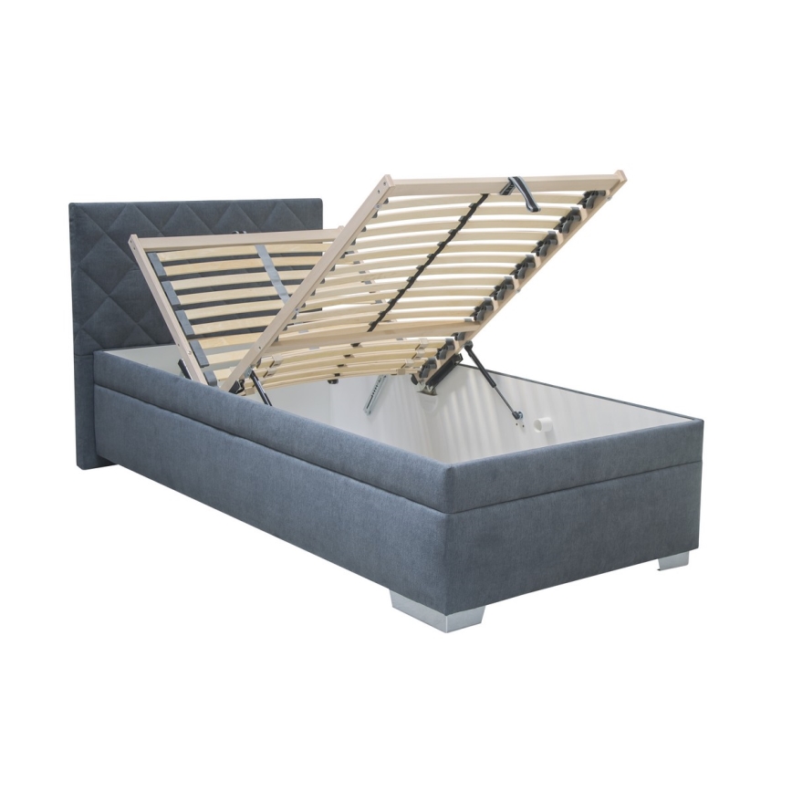 Polsterbett mit Stauraum und Matratze LANA 90x200 cm blau