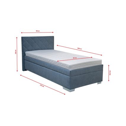 Polsterbett mit Stauraum und Matratze LANA 90x200 cm blau