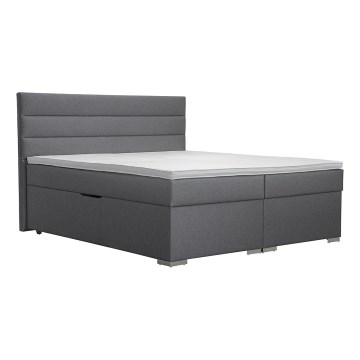 Polsterbett mit Stauraum und Matratzen mit Topper NEW BOLERO 180x200 cm grau