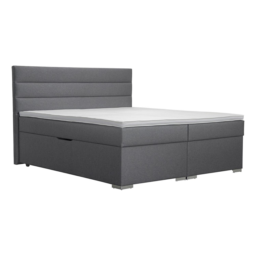 Polsterbett mit Stauraum und Matratzen mit Topper NEW BOLERO 180x200 cm grau