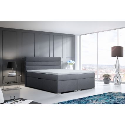 Polsterbett mit Stauraum und Matratzen mit Topper NEW BOLERO 180x200 cm grau