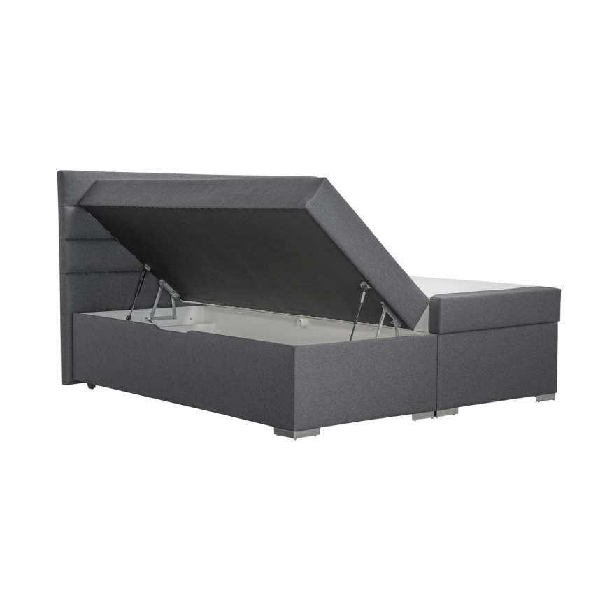 Polsterbett mit Stauraum und Matratzen mit Topper NEW BOLERO 180x200 cm grau