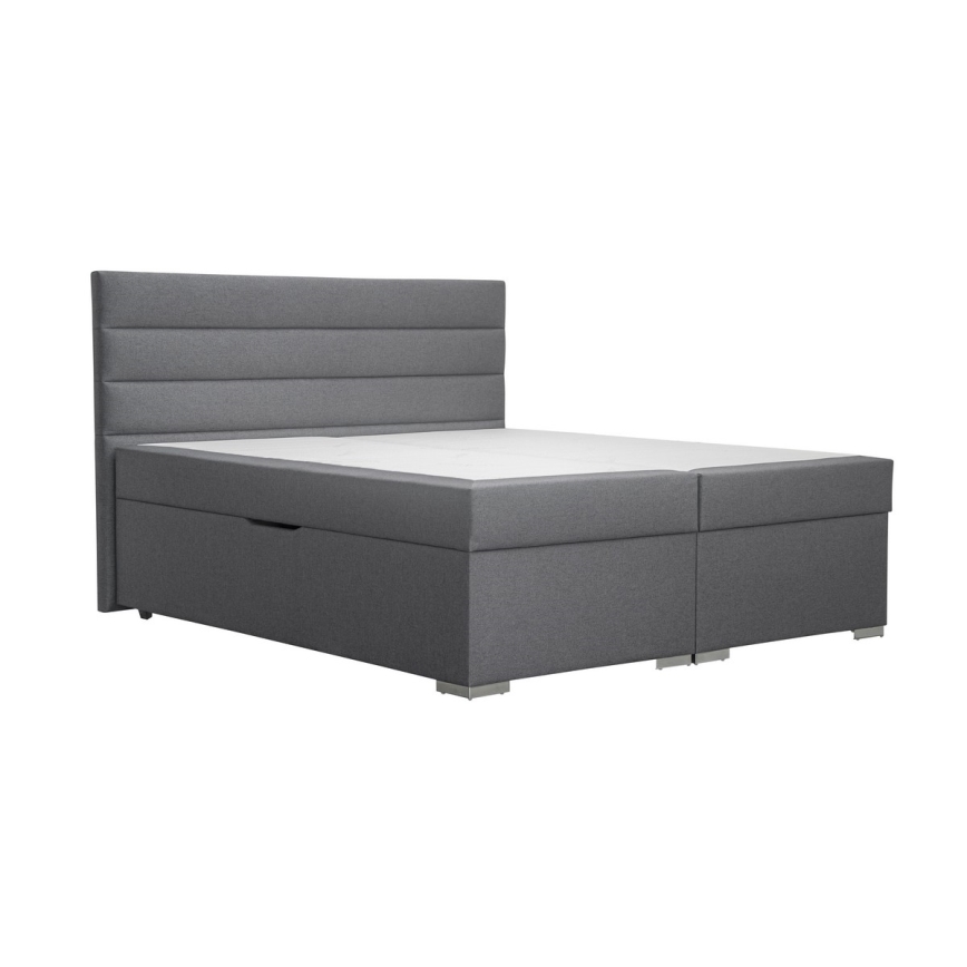 Polsterbett mit Stauraum und Matratzen mit Topper NEW BOLERO 180x200 cm grau