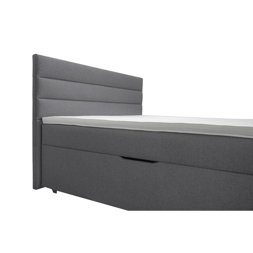 Polsterbett mit Stauraum und Matratzen mit Topper NEW BOLERO 180x200 cm grau
