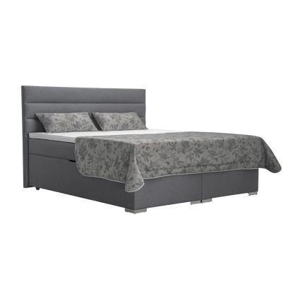 Polsterbett mit Stauraum und Matratzen mit Topper NEW BOLERO 180x200 cm grau