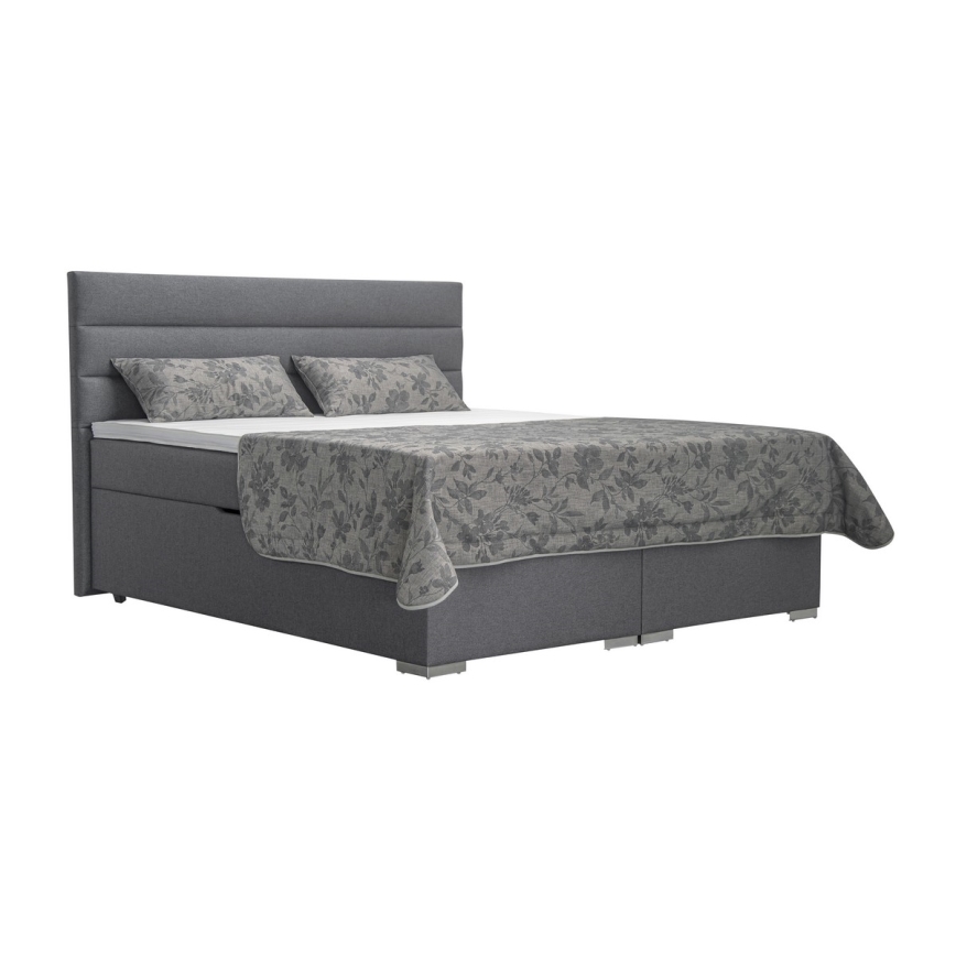 Polsterbett mit Stauraum und Matratzen mit Topper NEW BOLERO 180x200 cm grau
