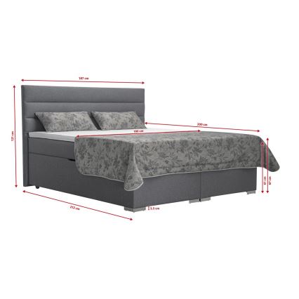 Polsterbett mit Stauraum und Matratzen mit Topper NEW BOLERO 180x200 cm grau