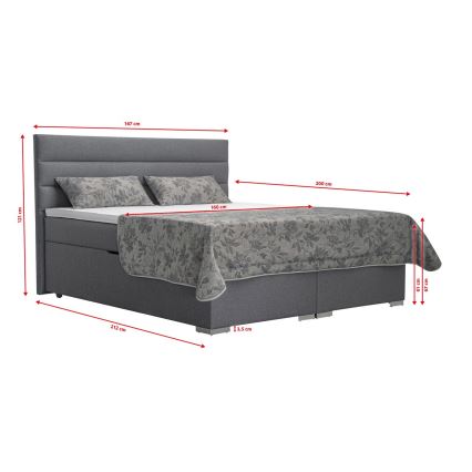 Gepolstertes Bett mit Stauraum und Matratzen inklusive Topper NEW BOLERO 160x200 cm grau