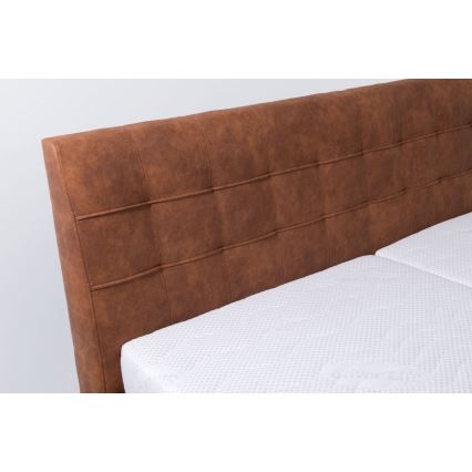 Polsterbett VIOLET 160x200 cm mit Matratze und Bettkasten kognakbraun