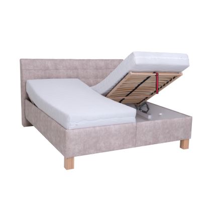Polsterbett VIOLET 180x200 cm mit Matratze und praktischem Stauraum, beige