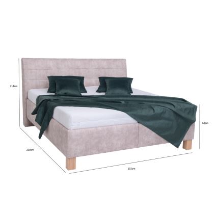 Polsterbett VIOLET 180x200 cm mit Matratze und praktischem Stauraum, beige