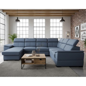 Polsterecke mit Schlaffunktion, universellem Eckteil und Stauraum GRANADA, blau