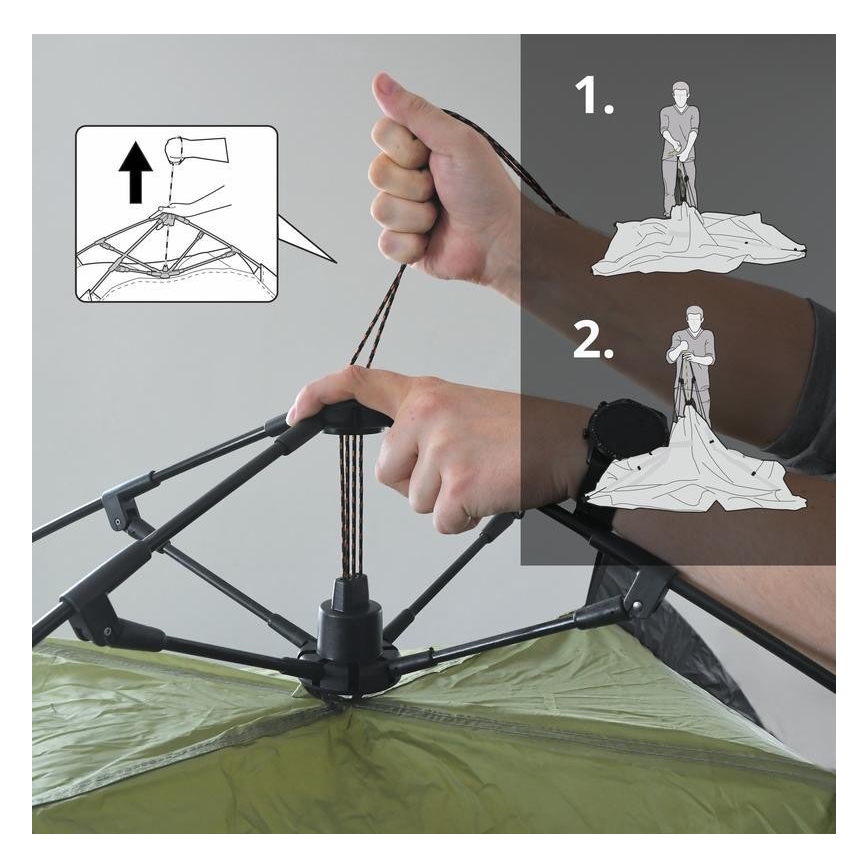 Pop-up-Zelt für 3-4 Personen PU 3000 mm grün