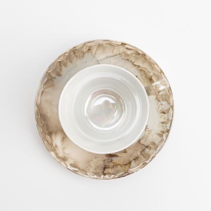 Porzellan-Teeservice Marmor braun