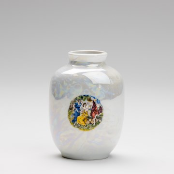 Porzellanvase 12,5x9 cm perlmuttfarben weiß Grazien