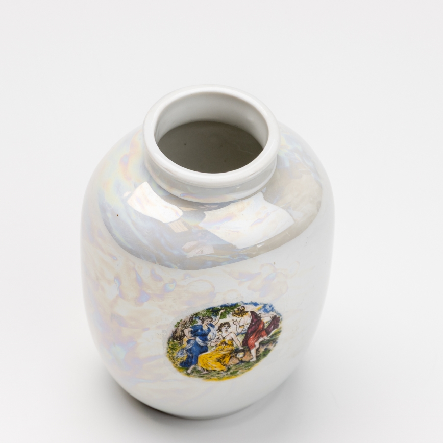 Porzellanvase 12,5x9 cm perlmuttfarben weiß Grazien