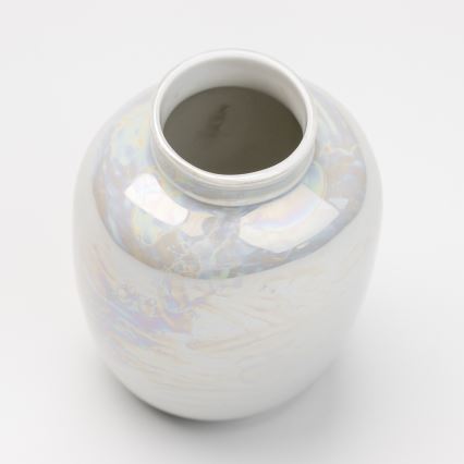 Porzellanvase 12,5x9 cm perlmuttfarben weiß