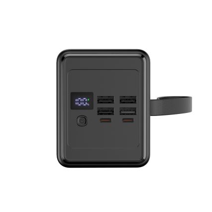 Powerbank 70000 mAh 20W Power Delivery 4x USB-A + 2x USB-C mit LED-Taschenlampe und 1m USB-C-Kabel, schwarz