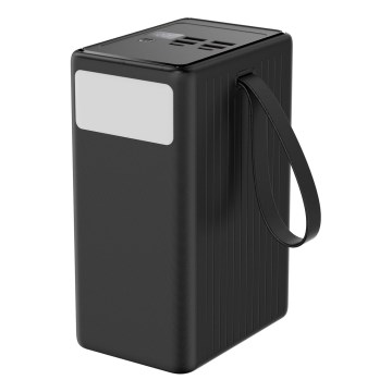 Powerbank 80000 mAh 20W Power Delivery 4x USB-A + 2x USB-C mit LED-Taschenlampe und 1m USB-C-Kabel, schwarz