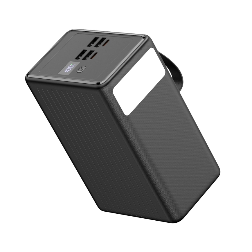 Powerbank 80000 mAh, 65 W Power Delivery, 4xUSB-A + 2xUSB-C, mit integrierter LED-Taschenlampe und USB-C-Kabel 1m, schwarz