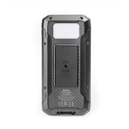 Powerbank mit LED-Licht, kabellosem Laden und Solarpanel Power Delivery 15W/10000 mAh schwarz