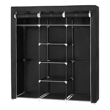 Praktischer Textil-Kleiderschrank mit Regalen und Kleiderstange MATIS 150x175 cm schwarz
