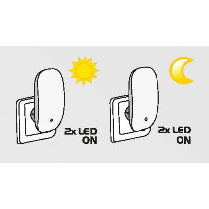 Luxera 1619 - LED svítidlo do zásuvky MINI LIGHT 2xLED/0,3W/230V senzor