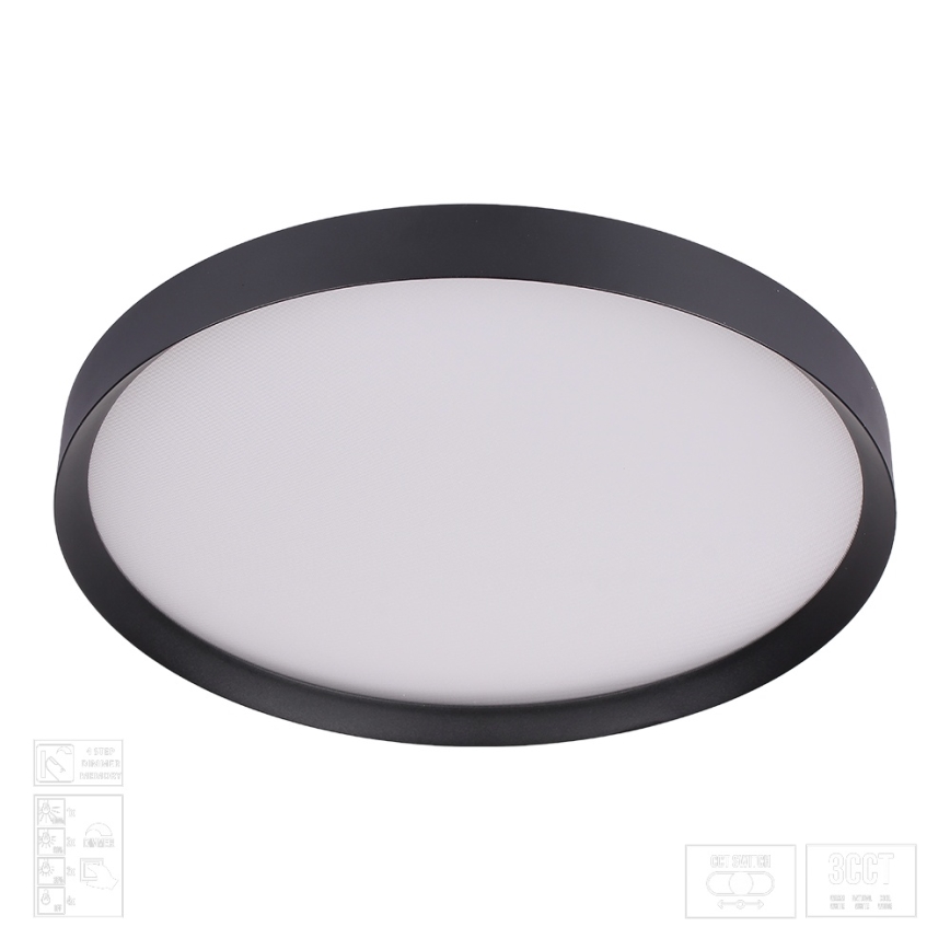 Prezent 17317 - dimmbare LED-Deckenleuchte MAYSA, 72 W, 230 V, 3000/4000/6000 K, Ø 77 cm, schwarz