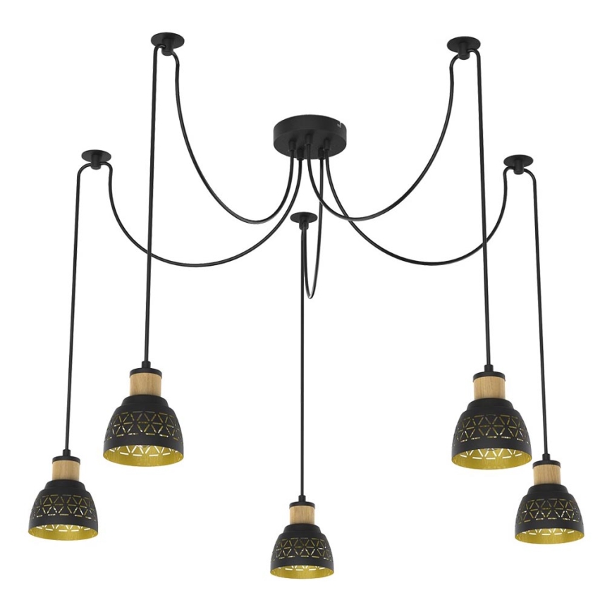 Prezent 27525 - Hängeleuchte MESCALA 5xE14/40W/230V Spinne schwarz/Gummibaum