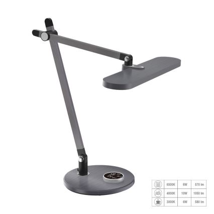 Prezent 31216 - Dimmbare, flexible LED-Tischleuchte mit Touch-Funktion und Anzeige ZIPP LED/12W/230V 3000-6500K