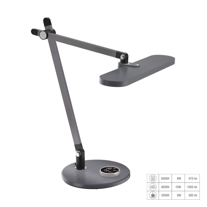 Prezent 31216 - Dimmbare, flexible LED-Tischleuchte mit Touch-Funktion und Anzeige ZIPP LED/12W/230V 3000-6500K
