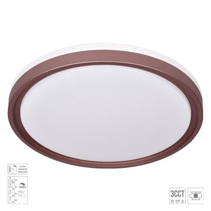 Prezent 71344 - Dimmbare LED-Deckenleuchte FLOREN LED/30W/230V 3000/4000/6500K Ø 41,5 cm braun
