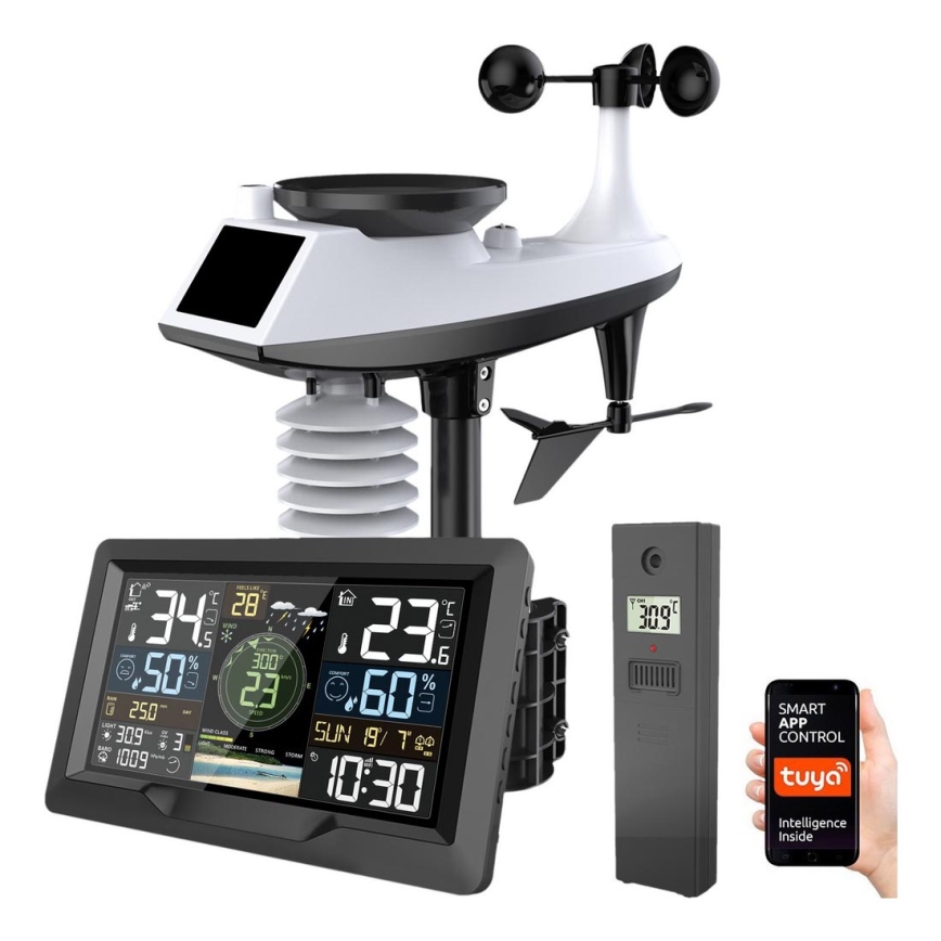 Profi-Wetterstation mit Farb-LCD-Anzeige 5V/2xAA + 3xAA + 2xAA Wi-Fi Tuya