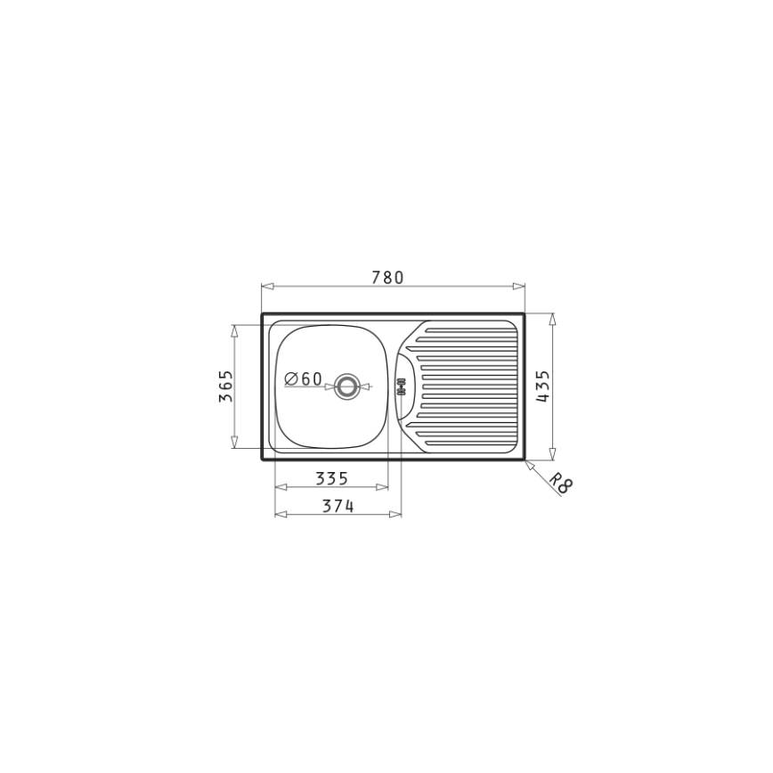 Pyramis 100139001 - Küchenspüle ET78 78x43,5 cm Satin