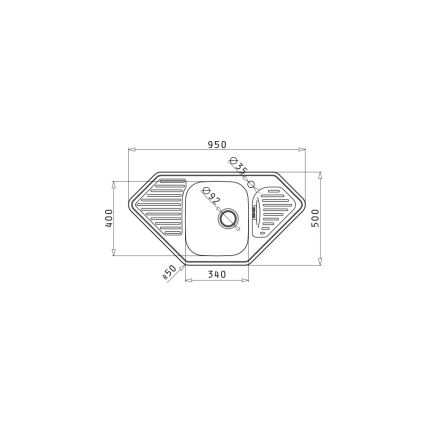 Pyramis 108760801 - Küchenspüle MEDUSA CORNER 95x50 cm