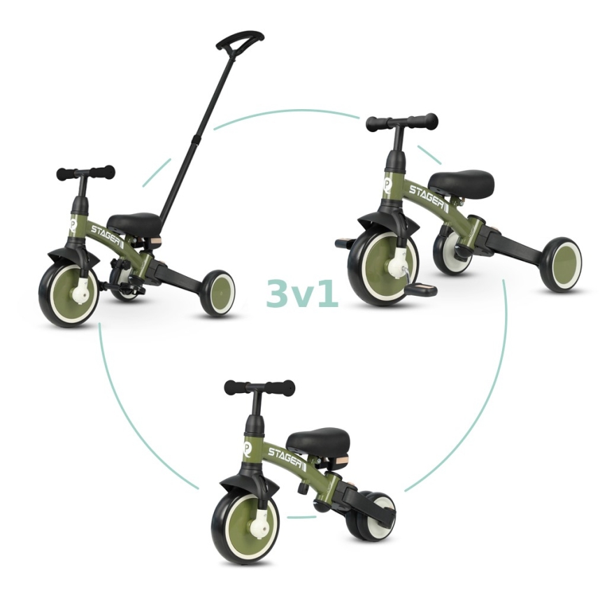 QPlay - Kinder-Dreirad 3-in-1 STAGER, grün