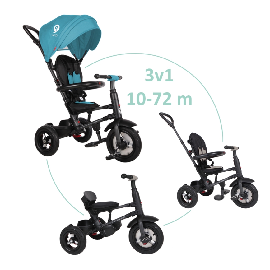 QPlay - Kinder-Dreirad 3in1 RITO AIR türkisfarben