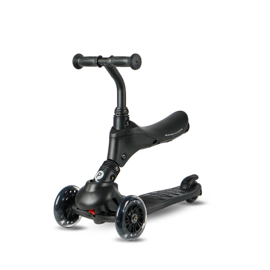 QPlay - Kinder-Scooter mit LED-Rädern 5-in-1 SEMA PRO schwarz