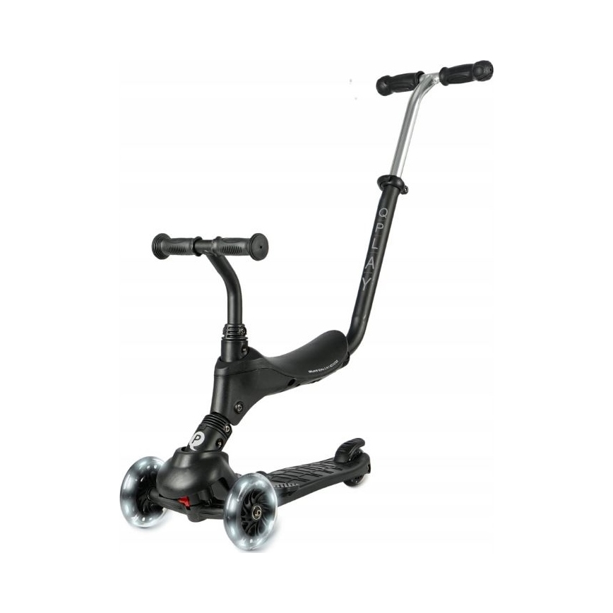 QPlay - Kinder-Scooter mit LED-Rädern 5-in-1 SEMA PRO schwarz