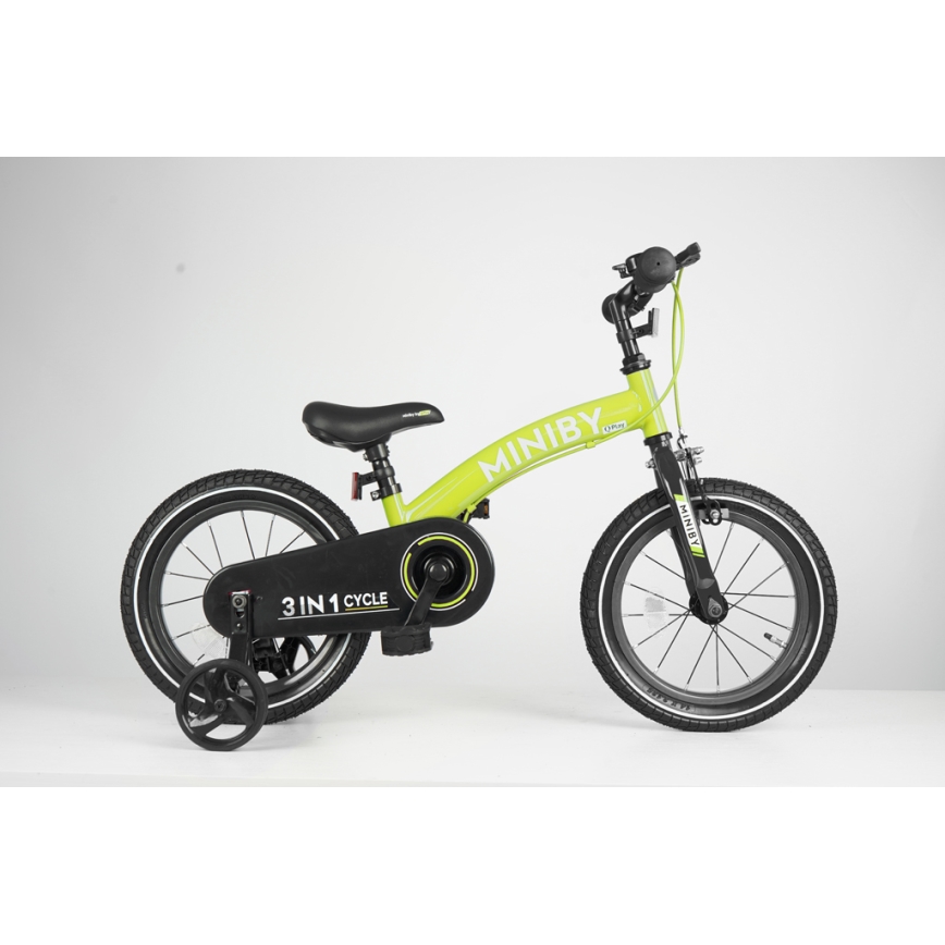 QPlay - Kinderfahrrad 14" MINIBY 3in1 grün