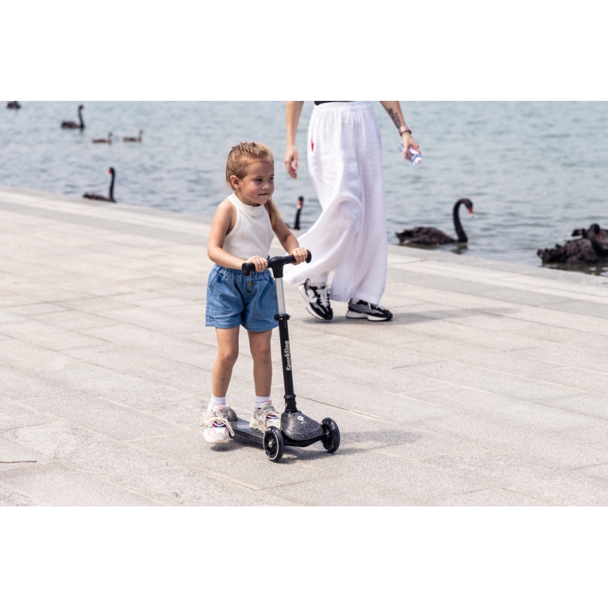 QPlay - Kinderroller mit LED-Rädern SPARKLING schwarz