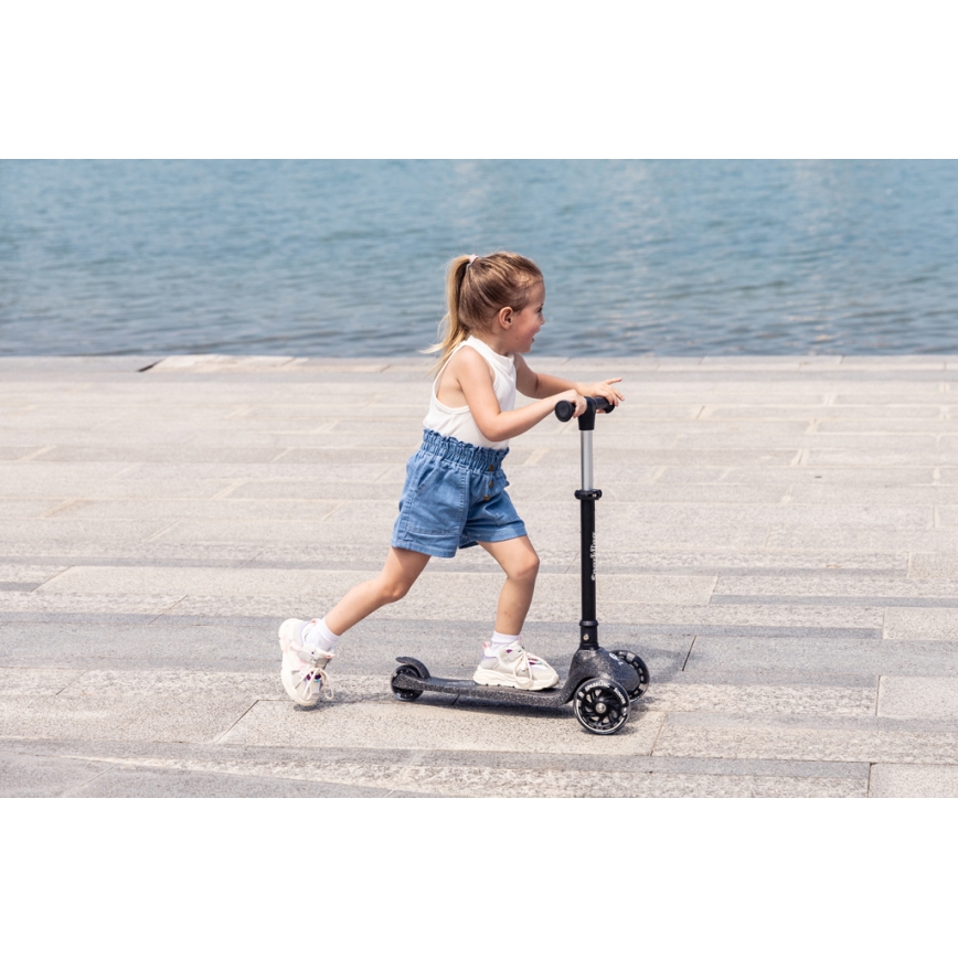 QPlay - Kinderroller mit LED-Rädern SPARKLING schwarz