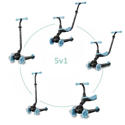 QPlay - Kinderroller SEMA EVO 5-in-1 mit LED-Rädern, blau