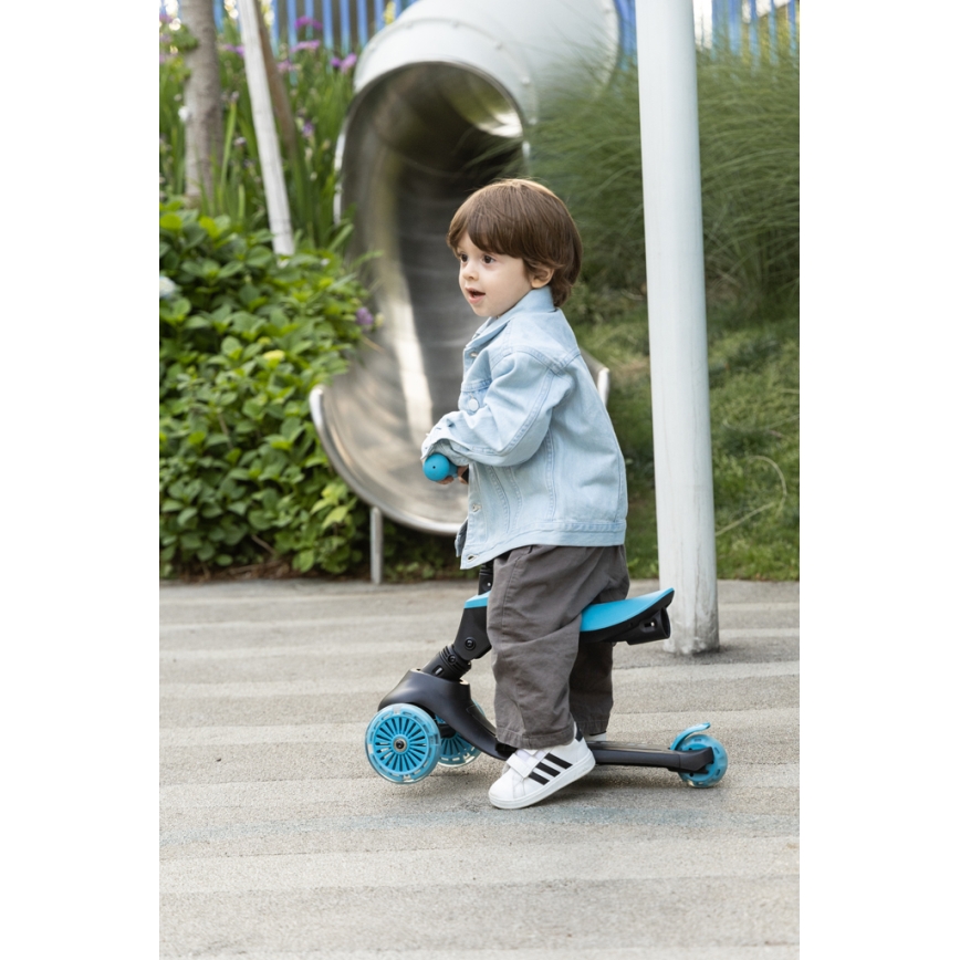 QPlay - Kinderroller SEMA EVO 5-in-1 mit LED-Rädern, blau